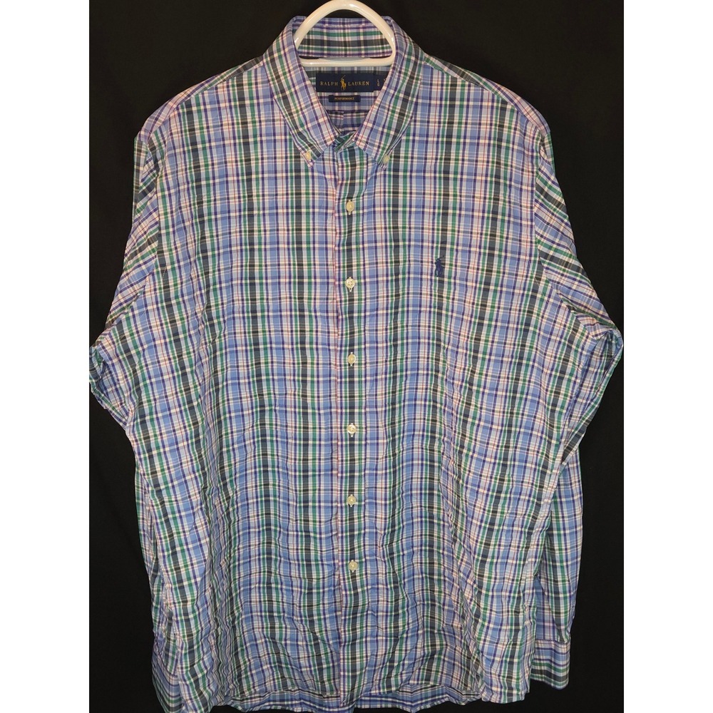 Ralph Lauren Mens Performance Plaid Button Down Shirt‎ Long Sleeve Size L